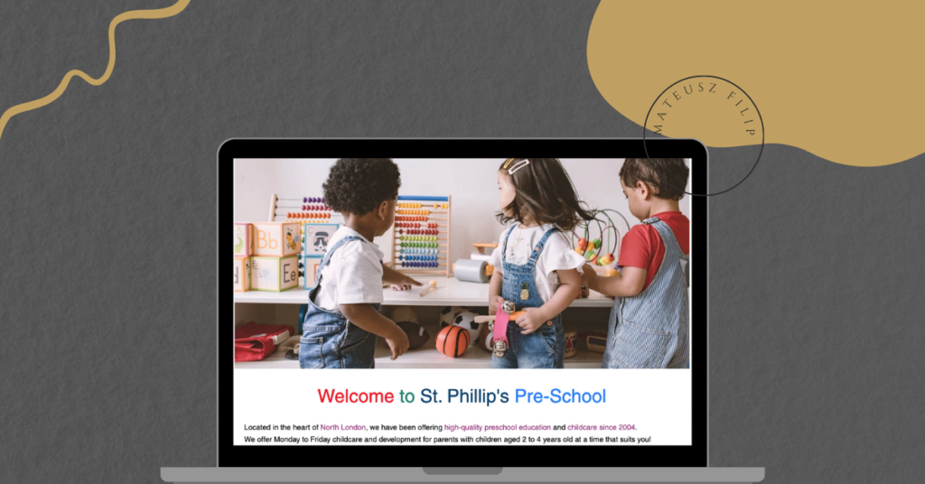 A laptop with a screenshot of the nursery website.