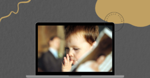 laptop with an image of a child